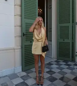 Custom Made Mini Dress Yellow Size 8 for rent on The Volte - image 3