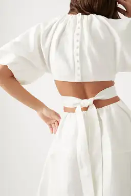 Aje Mimosa Cutout Midi Dress In Ivory Size 10 for rent on The Volte - image 3