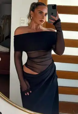 Benni Yasmin Off-Shoulder Maxi Dress Black Size 8 for rent on The Volte - image 5