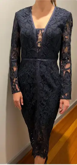 Rodeo Show Romy Lace Midi Dress Navy Size 8 for rent on The Volte - image 3