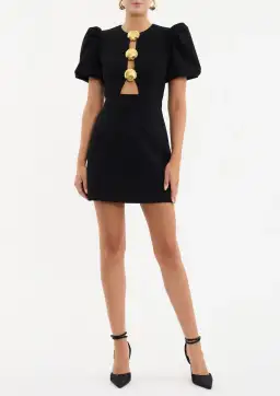Rebecca Vallance Sirene Puff Sleeve Mini Dress Black Size 8 for rent on The Volte - image 1