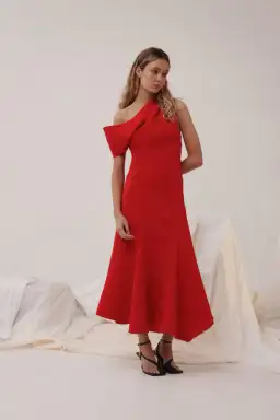 Acler Corbyn Midi Dress Poppy Red Size 14