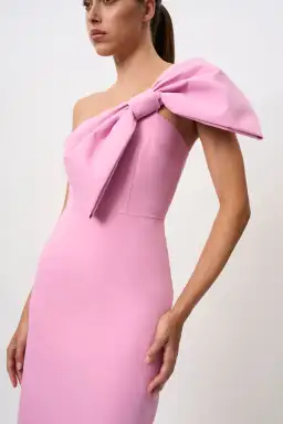 By Johnny Bridget Bow Midi Dress Taffy Pink Size 8 for rent on The Volte - image 2