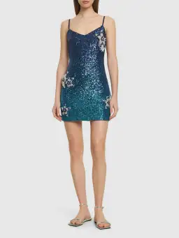 Patbo Mykonos Sequin Mini Dress Blue Ombre Size 6