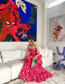 Spring Affair Strapless Tiered Ruffled Gown Bloom Floral Print Size 8 for rent on The Volte - image 1