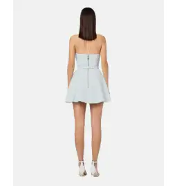 Elisabetta Franchi Lace Neck Short Dress Blue Size 0 / AU 6, Italian 38 for rent on The Volte - image 3