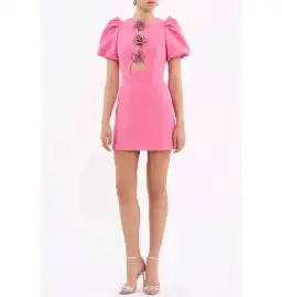 Rebecca Vallance Aubree Flower Mini Dress in Rose Size AU 12 for rent on The Volte - image 1