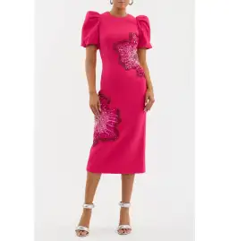 Rebecca Vallance Layana Midi Dress in Raspberry Size AU 12