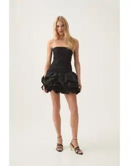 AJE Violette Bubble Hem Mini Dress Black Size 10 for rent on The Volte - image 1