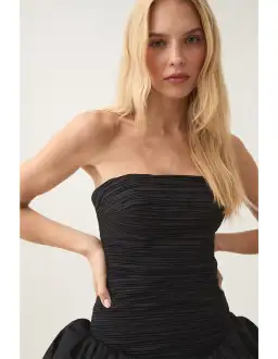 AJE Violette Bubble Hem Mini Dress Black Size 10 for rent on The Volte - image 2