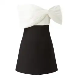 Rachel Gilbert Bow Kace Mini Dress Black/White Size 8 for rent on The Volte - image 2