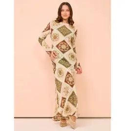 Hansen & Gretel Sundra Slip Dress in Evergreen Tile Size S / AU 8 for rent on The Volte - image 2