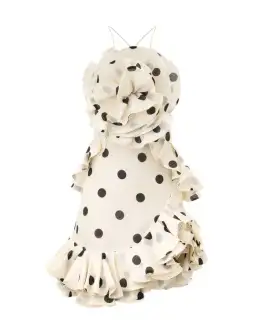Zimmermann The Crush Ruffle Halter Mini Dress in Cream/Black Dot Size 1 / AU 10  for rent on The Volte - image 3
