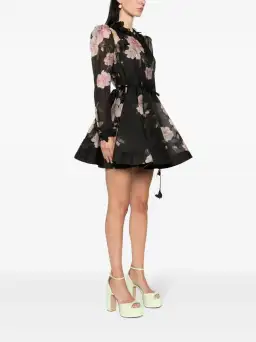 Zimmermann Natura Liftoff Mini Dress in Black Camellia Size AU 14  for rent on The Volte - image 2