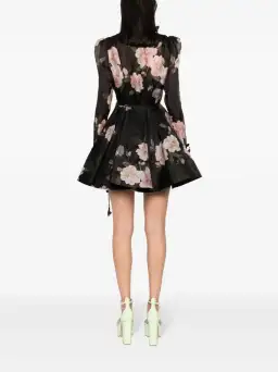 Zimmermann Natura Liftoff Mini Dress in Black Camellia Size AU 14  for rent on The Volte - image 3
