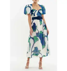 Rebecca Vallance Blue Ivy Midi Dress Print Size AU 14 for rent on The Volte - image 1