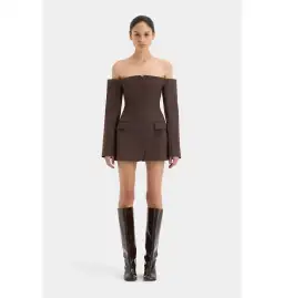 Sir The Label Sandrine Tailored Mini Dress Chocolate Size AU 8 for rent on The Volte - image 1