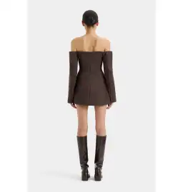 Sir The Label Sandrine Tailored Mini Dress Chocolate Size AU 8 for rent on The Volte - image 2