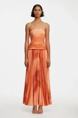 Acler Brayswick Midi Dress Melon Watercolour Size 12