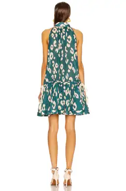 Zimmermann Shelly Swing Gathered Cotton Mini Dress Teal Leopard Print Size 0P / AU 6 / US 2  for rent on The Volte - image 3