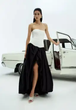 Aje Violette Bubble Hem Maxi Dress Black/White Size AU 8  for rent on The Volte - image 1