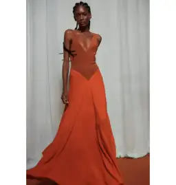 Bianca Spender Vermillion Crepe Spheres Dress Red Size AU 8