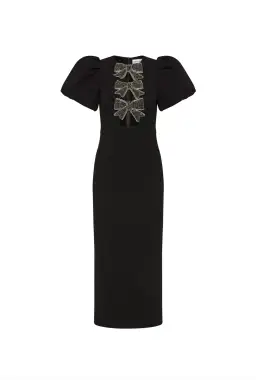 Rebecca Vallance Eliana Puff Sleeve Midi Dress Black Size AU 14 for rent on The Volte - image 5