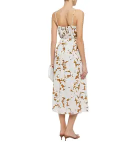 Vince Dress Midi Tropical Bloom Twist Teakwood Floral Size L / AU 12  for rent on The Volte - image 2