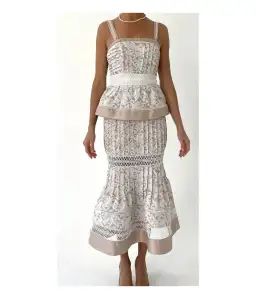 Aje Miramare Midi Dress Oriental Lace Embroidered wedding event Size AU 10 / us 6 for rent on The Volte - image 2