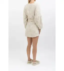 Lucy Folk Towelling Long Sleeve Mini Dress Skyline Ecru Size S / AU 8  for rent on The Volte - image 5