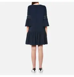 Ganni Clark Dress Total Eclipse Bell Sleeves Navy Blue Size 38  / AU 10 for rent on The Volte - image 4