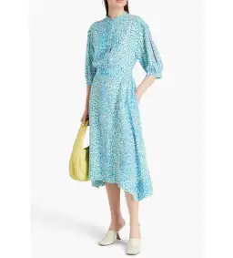 Stella McCartney Leopard Print Silk Dress Blue Size AU 6