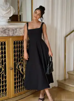 Odd Muse Ultimate Muse High Waist Square Neck Midi Dress Black Size AU 12 for rent on The Volte - image 6