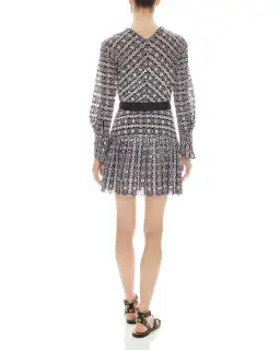 Sandro Dress Rolly Embroidered Broderie Anglaise Mini Dress Navy Beige Size 36 / AU 8  for rent on The Volte - image 2