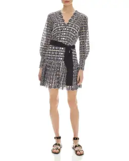 Sandro Dress Rolly Embroidered Broderie Anglaise Mini Dress Navy Beige Size 36 / AU 8  for rent on The Volte - image 1