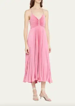 A.L.C. Gemini Pleated Tie Back Long Dress Chateau Rose Pink Size AU 10 for rent on The Volte - image 5