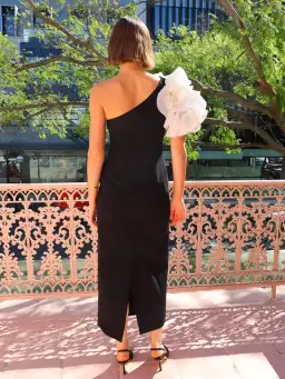 Acler Hampstead Midi Dress In Black With Ivory Size 12 for rent on The Volte - image 3