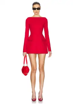 Helsa The Parasol Mini Dress in Lipstick Red Size XXS / AU 4