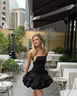 Aje Violette Bubble Hem Mini Dress Black Size 8 for rent on The Volte - image 7