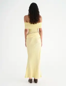 Benni Nico off Shoulder Maxi Dress in Butter Size 8 for rent on The Volte - image 4