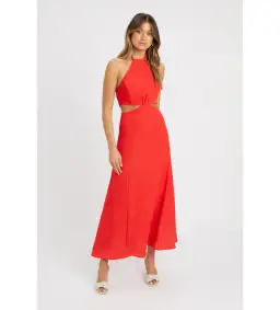 Kookai  Hayman Cut Out Midi Dress Red Size AU 8