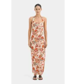 Sir the Label Noemi Halter Midi Dress Desert Wildflower Print Size 1 / AU 8