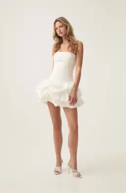 Aje Violette Bubble Hem Mini Dress in White Size AU 10 for rent on The Volte - image 1