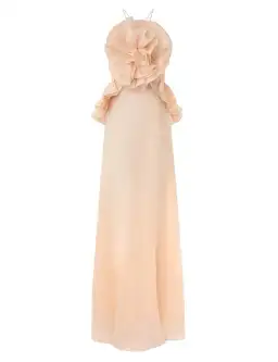 Zimmermann Crush Ruffle Halter Maxi Dress in Peach Size 1 / AU 10 for rent on The Volte - image 1