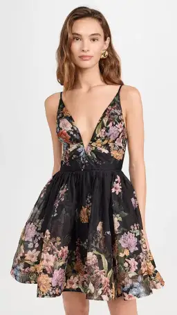 Zimmermann Pavilion V Neck Mini Dress Black Multi Floral Size 1 / AU 10 for rent on The Volte - image 3
