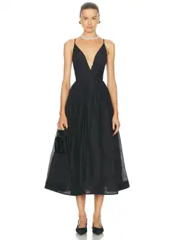 Zimmermann Illustration V Neck Midi Dress Black Size 1 / AU 10