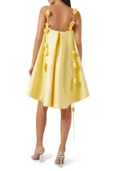 Leo Lin Fiona Rose Mini Dress Sorbet Yellow Size 12 for rent on The Volte - image 2