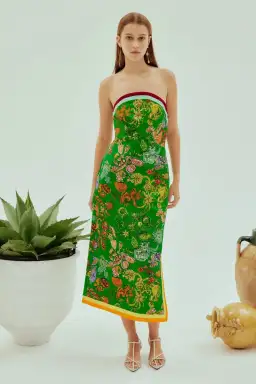 Alemais Fiesta Bodice Midi Dress Green Multi Size 8