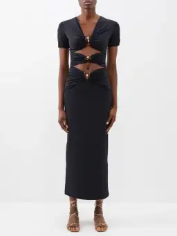 Christopher Esber Pierced Orbit Short Sleeve Midi Dress Black Size 14 for rent on The Volte - image 5