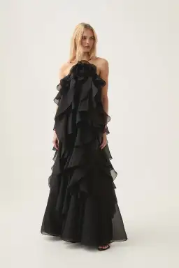 Aje Pandorea Layered Maxi Dress Black Size 12 for rent on The Volte - image 1